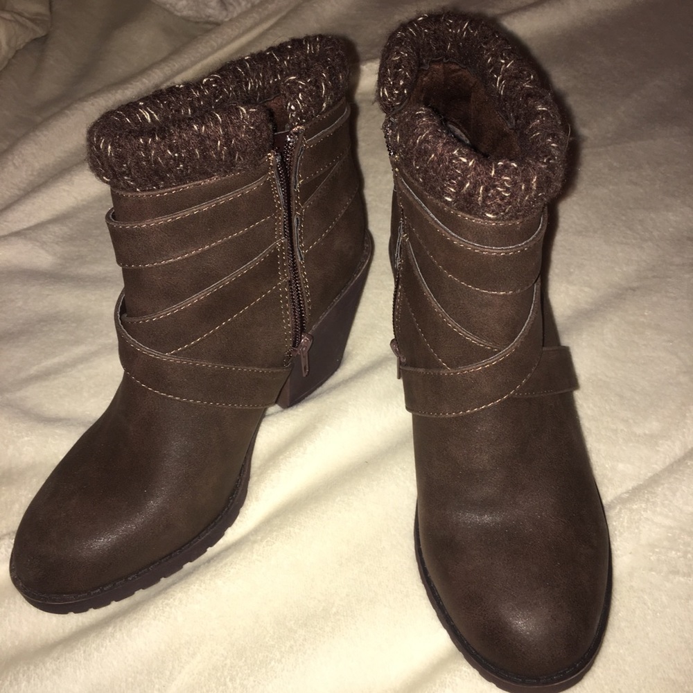 Brown heeled booties